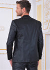 Black Herringbone Waxed 2-Pcs Suit