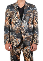 Brown Abstract Wave 2-Pieces Suit