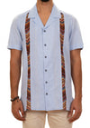 Blue Zigzag Contrast Guayabera Shirt