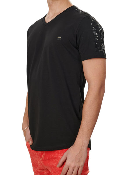 Black Upper Back Rhinestone Tee – MONDO Menswear