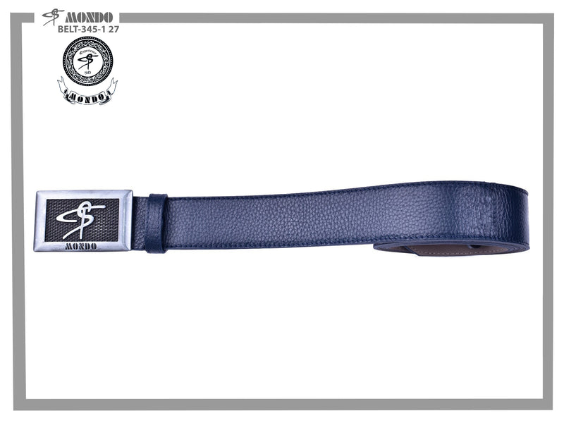 Navy with Silver Custom Buckle Leather Belt