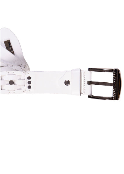White Intrecciato Studded Belt – MONDO Menswear