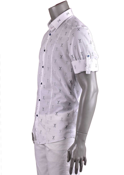 White 'X' Print Long Sleeve Shirt