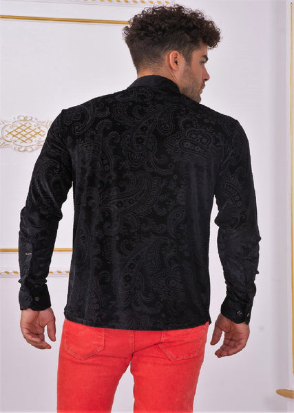 Black Sheen Paisley Velvet Shirt – MONDO Menswear