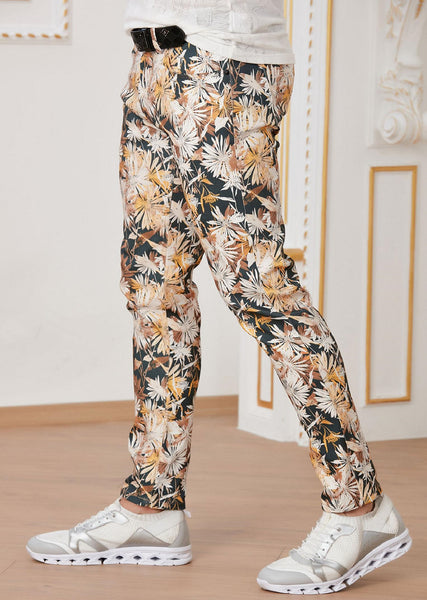 JOHNNY WAS Golden Bouquet Silk Floral Print Drawstring Wide Leg  Coordinating Divine Pants