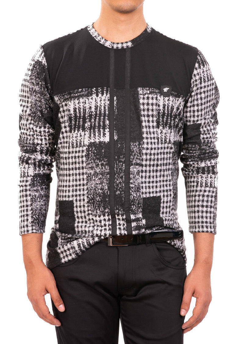 Black Gray Panel Brushstroke Sweater