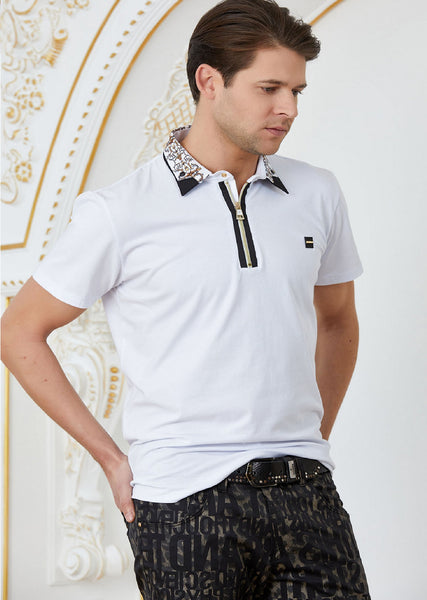 トップス DOUBLE COLLAR POLO SHIRT White Gold Double Collar Polo – MONDO Menswear