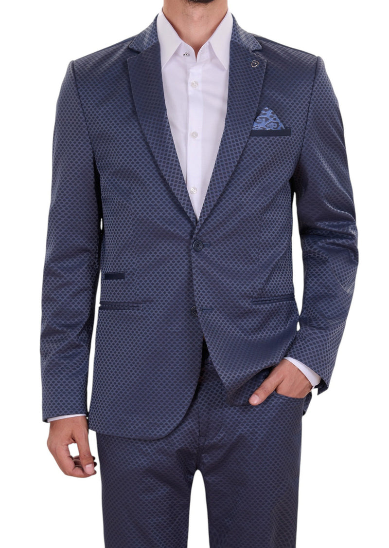 Navy Jacquard Elegant Blazer