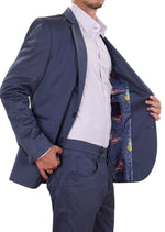 Navy Jacquard Elegant Blazer