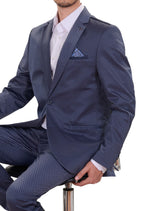 Navy Jacquard Elegant Blazer