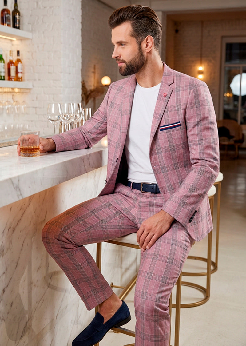 Pink Plaid Tech 2-Pcs Suit – MONDO Menswear