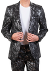 Black Silver Metallic 2-Pieces Suit