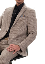 Beige Zigzag Weaved Knit Blazer
