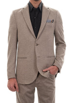 Beige Zigzag Weaved Knit Blazer