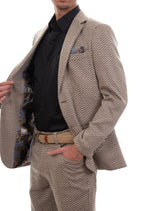 Beige Zigzag Weaved Knit Blazer