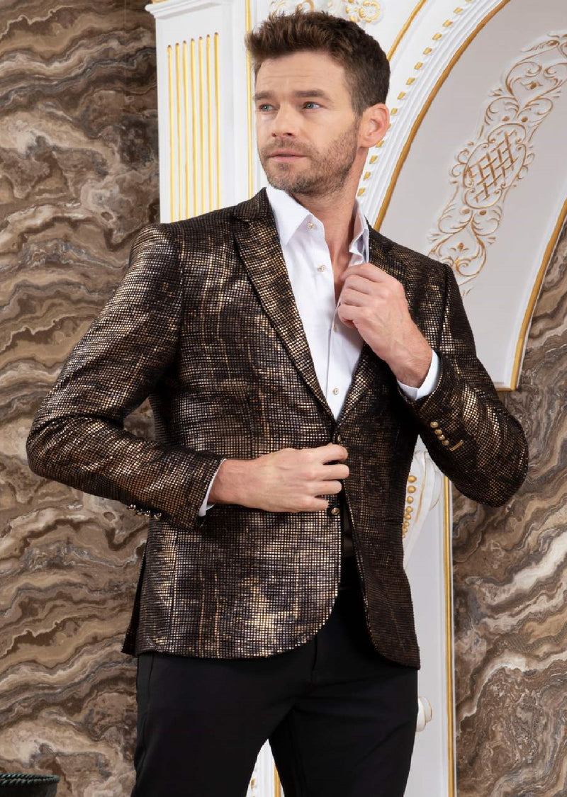 Black Gold Faded Foiled Blazer 3XL / Black / COTTON/SPANDEX Black Gold Faded Foiled Blazer 3XL / Black / COTTON/SPANDEX
