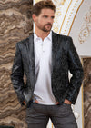 Gray Black Alphabet Foiled Blazer