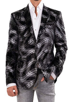 Black Silver Swirl Velvet Blazer