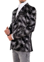 Black Silver Swirl Velvet Blazer