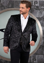 Black Zebra Pattern Velvet Blazer