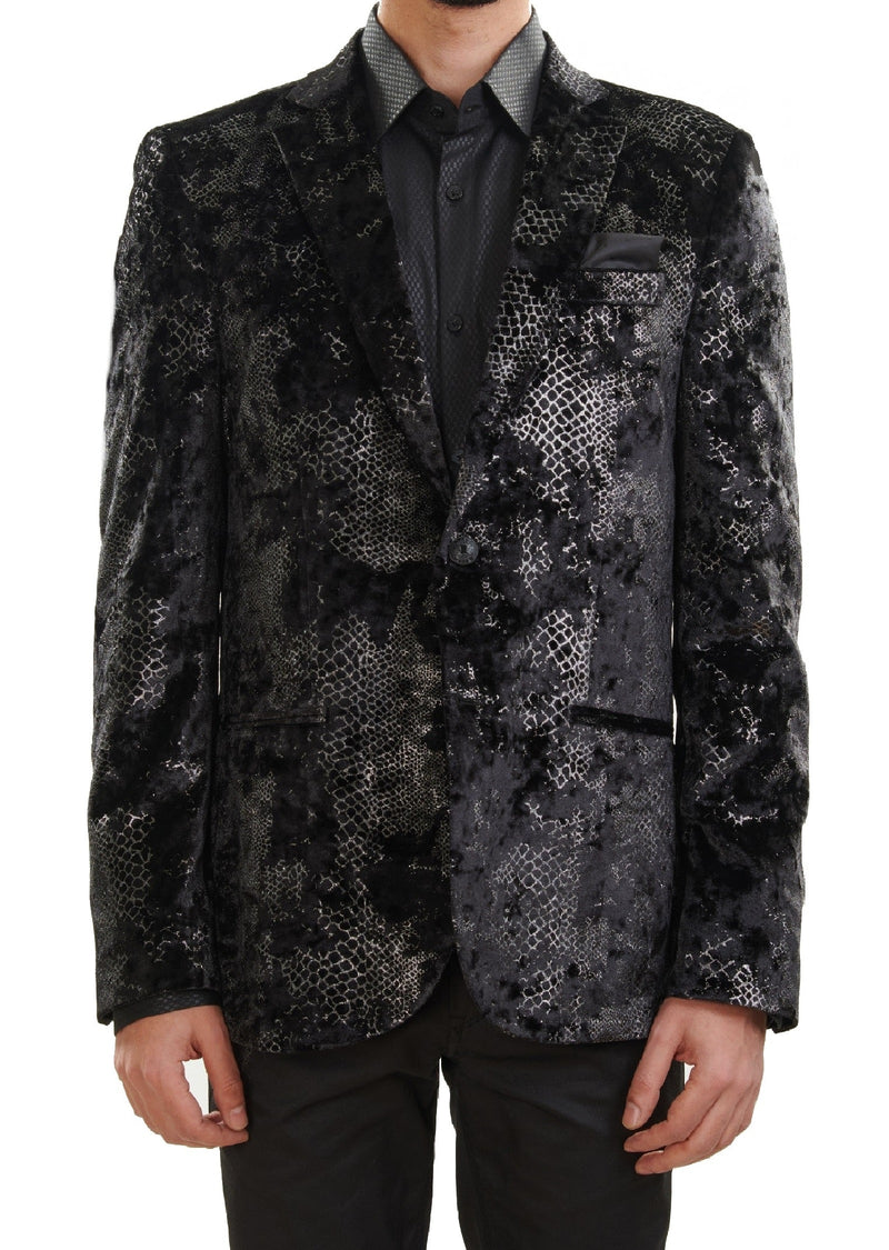 Black Silver Faded Velvet Blazer