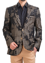 Black Houndstooth Velvet Blazer