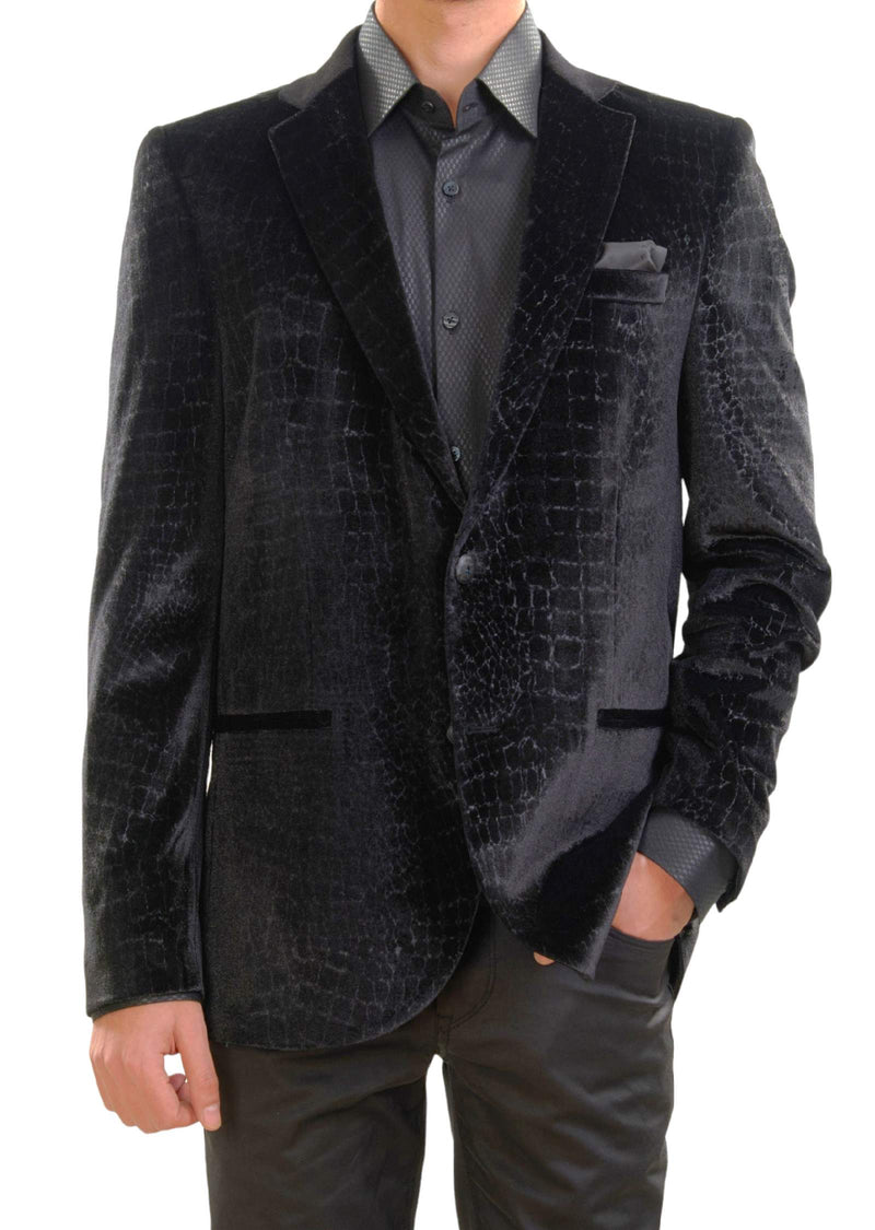 Black Snake Pattern Velvet Blazer