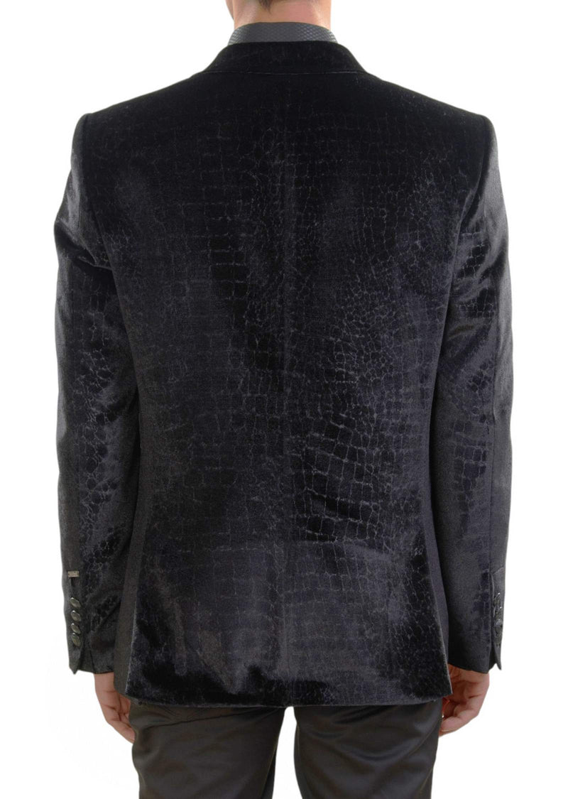 Black Snake Pattern Velvet Blazer