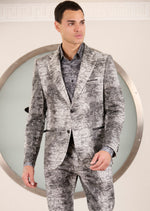 White Black Faded Abstract 2-Pcs Suit