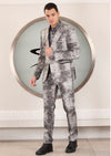 White Black Faded Abstract 2-Pcs Suit