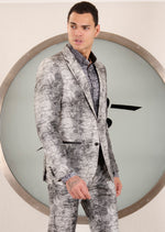 White Black Faded Abstract 2-Pcs Suit