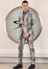 White Black Faded Abstract 2-Pcs Suit