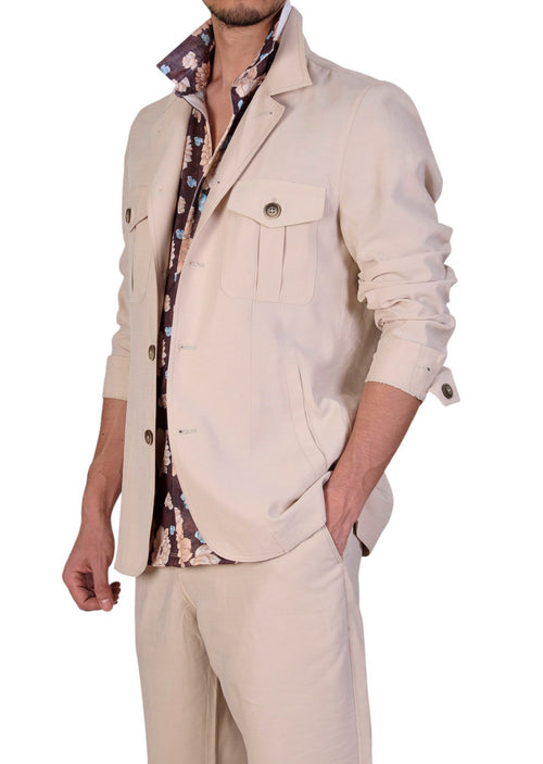 Beige Double Pocket Cupro Suit