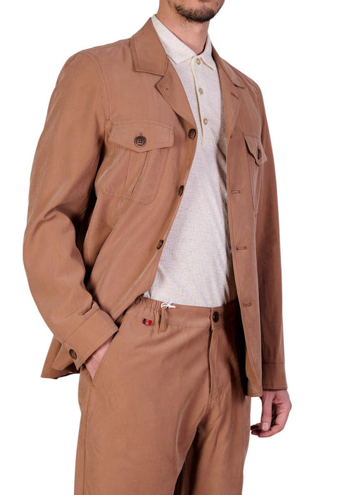 Brown Double Pocket Cupro Suit