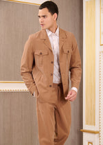 Brown Double Pocket Cupro Suit