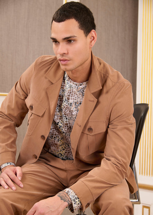 Brown Double Pocket Cupro Suit