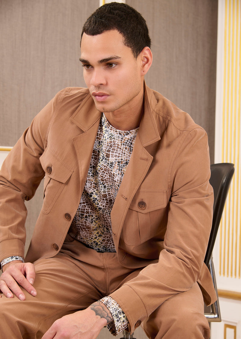 Brown Double Pocket Cupro Suit