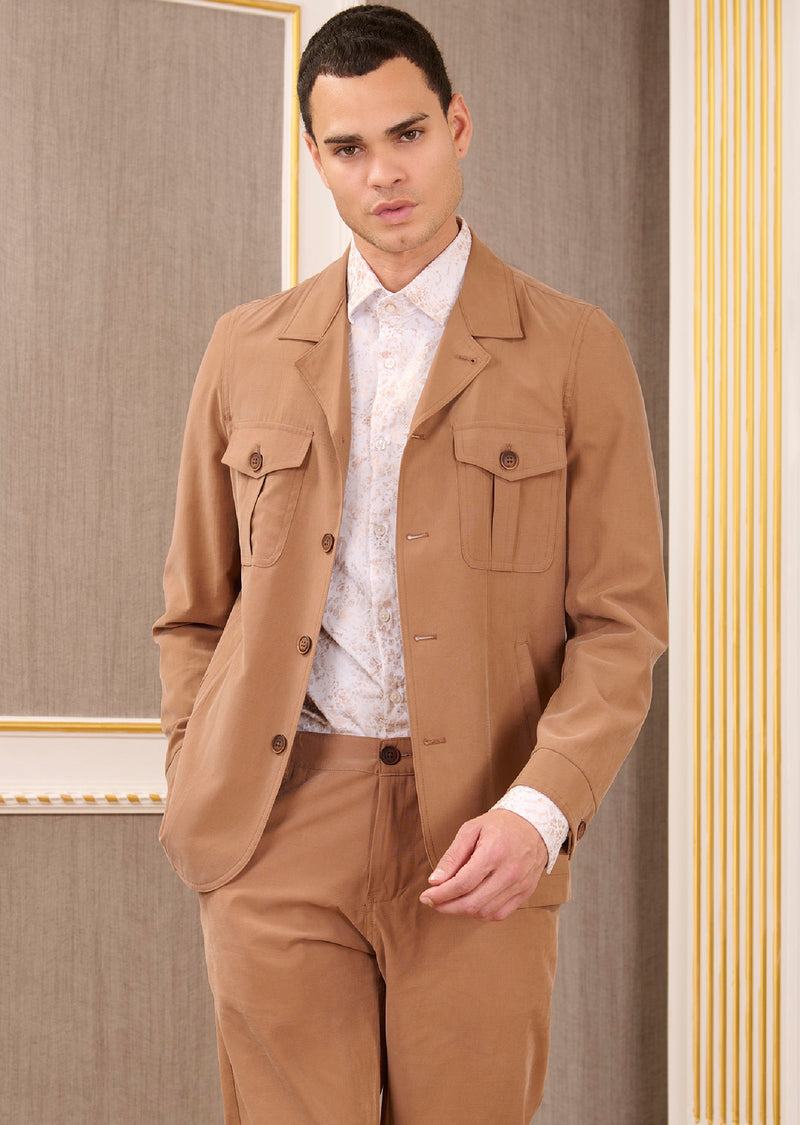 Brown Double Pocket Cupro Suit