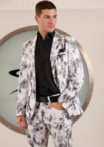 White Black Paisley 2-Pcs Suit