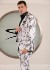 White Black Paisley 2-Pcs Suit
