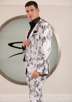 White Black Paisley 2-Pcs Suit