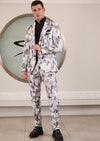 White Black Paisley 2-Pcs Suit