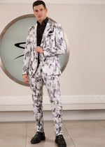 White Black Paisley 2-Pcs Suit