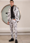 White Black Paisley 2-Pcs Suit