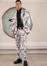 White Black Paisley 2-Pcs Suit