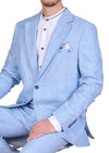 Blue Plaid Studded Cotton Suit