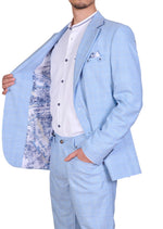 Blue Plaid Studded Cotton Suit