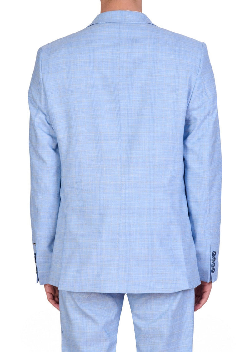 Blue Plaid Studded Cotton Suit