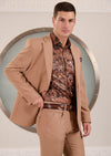 Beige V-Buckle 2-Pcs Suit