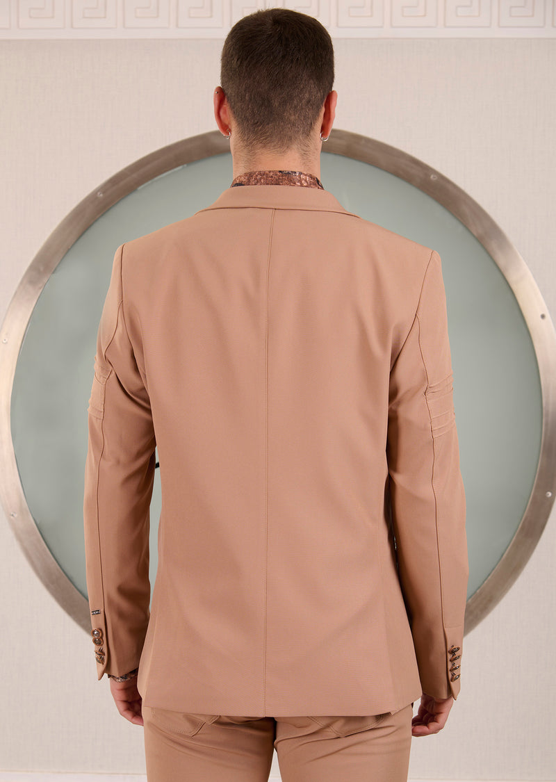 Beige V-Buckle 2-Pcs Suit